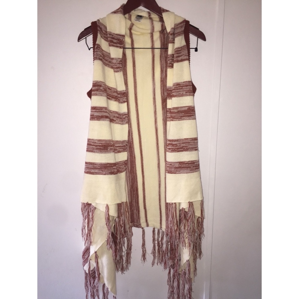 TCEC Cream and Orange Striped Cardigan